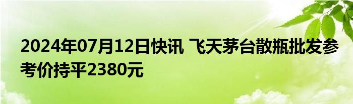 2024年07月12日快讯 飞天茅台散瓶批发参考价持平2380元