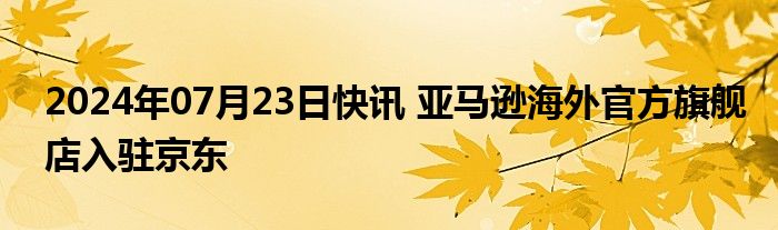 2024年07月23日快讯 亚马逊海外官方旗舰店入驻京东