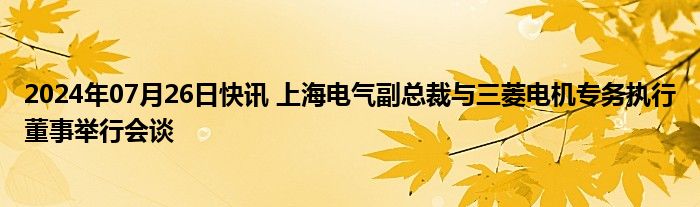 2024年07月26日快讯 上海电气副总裁与三菱电机专务执行董事举行会谈