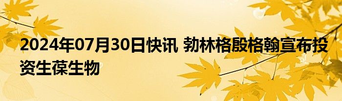 2024年07月30日快讯 勃林格殷格翰宣布投资生葆生物