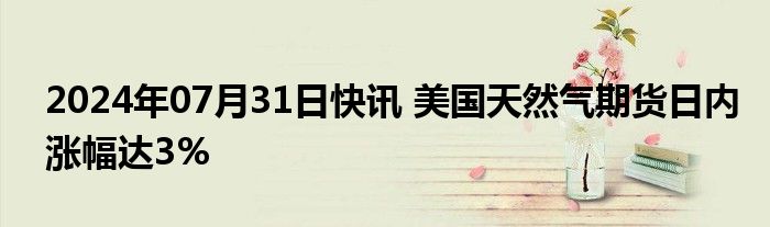 2024年07月31日快讯 美国天然气期货日内涨幅达3%