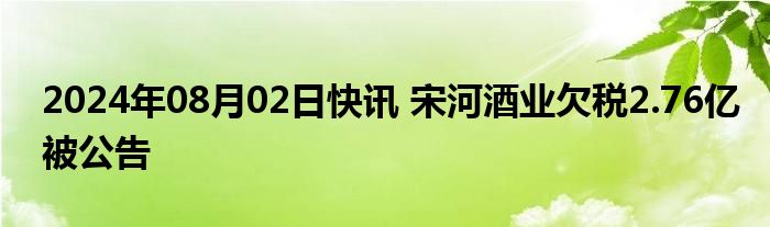 2024年08月02日快讯 宋河酒业欠税2.76亿被公告