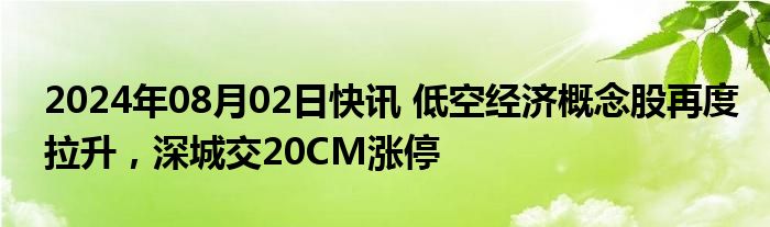 2024年08月02日快讯 低空经济概念股再度拉升，深城交20CM涨停