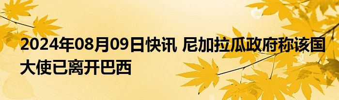 2024年08月09日快讯 尼加拉瓜政府称该国大使已离开巴西