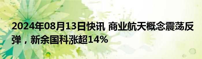 2024年08月13日快讯 商业航天概念震荡反弹，新余国科涨超14%