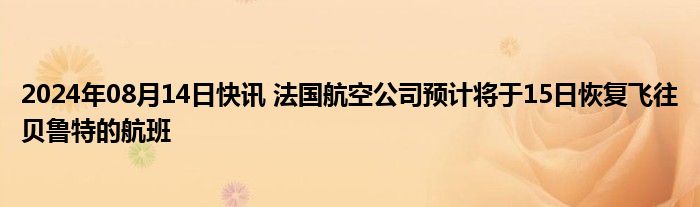 2024年08月14日快讯 法国航空公司预计将于15日恢复飞往贝鲁特的航班