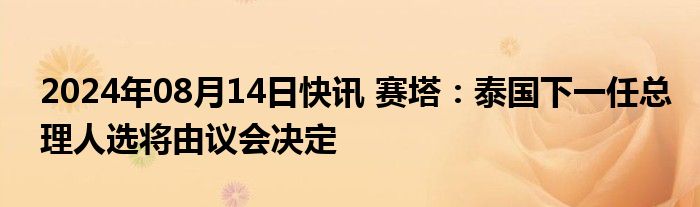 2024年08月14日快讯 赛塔：泰国下一任总理人选将由议会决定