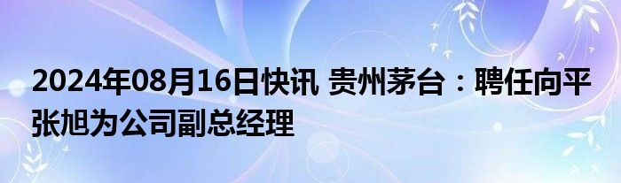 2024年08月16日快讯 贵州茅台：聘任向平 张旭为公司副总经理