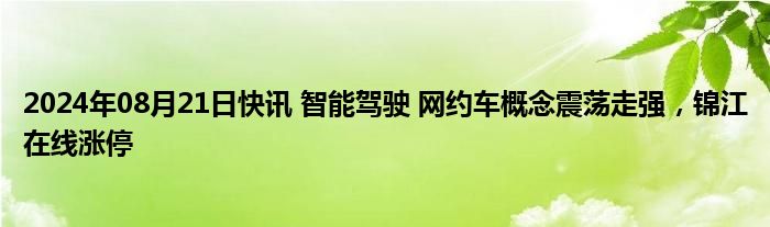 2024年08月21日快讯 智能驾驶 网约车概念震荡走强，锦江在线涨停