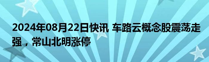 2024年08月22日快讯 车路云概念股震荡走强，常山北明涨停