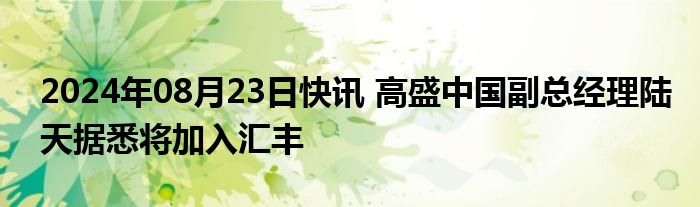 2024年08月23日快讯 高盛中国副总经理陆天据悉将加入汇丰