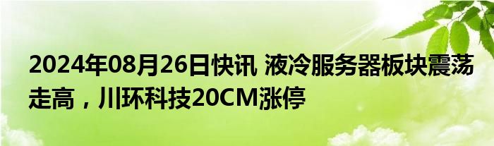 2024年08月26日快讯 液冷服务器板块震荡走高，川环科技20CM涨停