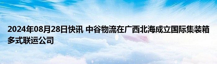 2024年08月28日快讯 中谷物流在广西北海成立国际集装箱多式联运公司