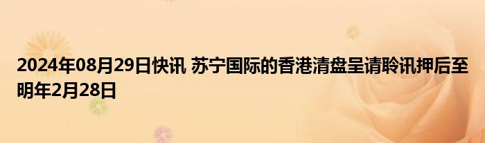 2024年08月29日快讯 苏宁国际的香港清盘呈请聆讯押后至明年2月28日