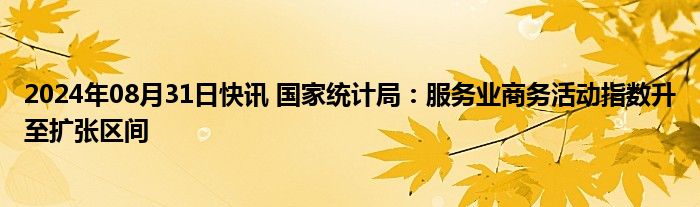 2024年08月31日快讯 国家统计局：服务业商务活动指数升至扩张区间