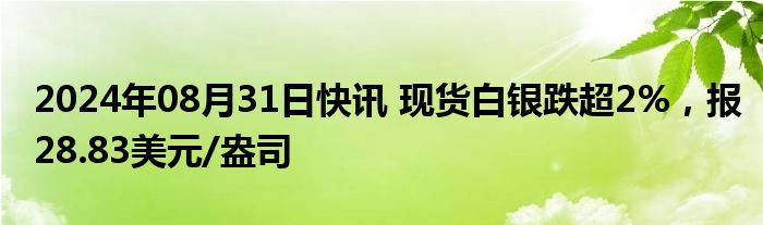 2024年08月31日快讯 现货白银跌超2%，报28.83美元/盎司