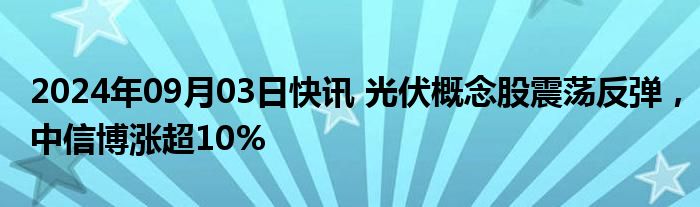 2024年09月03日快讯 光伏概念股震荡反弹，中信博涨超10%