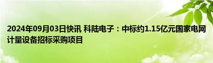 2024年09月03日快讯 科陆电子：中标约1.15亿元国家电网计量设备招标采购项目