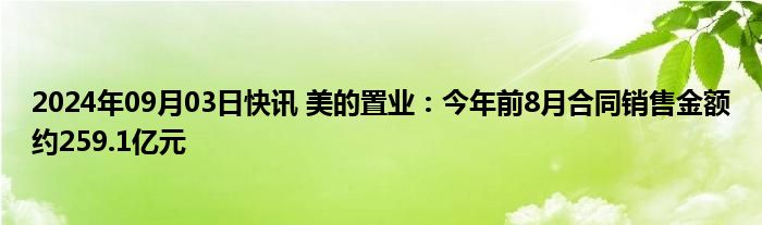 2024年09月03日快讯 美的置业：今年前8月合同销售金额约259.1亿元