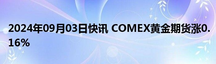 2024年09月03日快讯 COMEX黄金期货涨0.16%