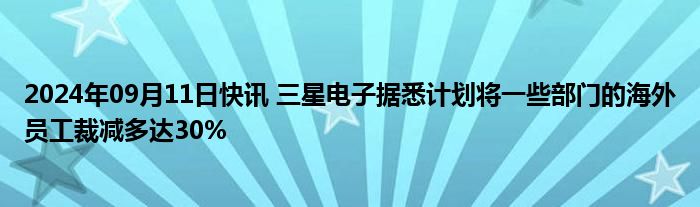 2024年09月11日快讯 三星电子据悉计划将一些部门的海外员工裁减多达30%