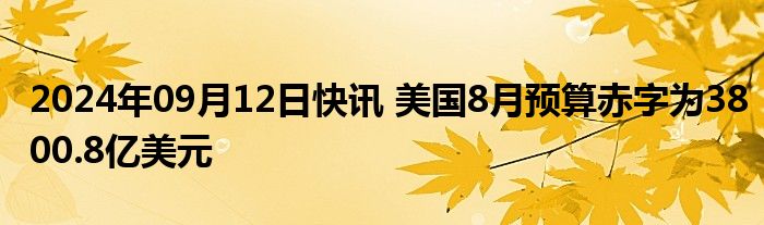 2024年09月12日快讯 美国8月预算赤字为3800.8亿美元