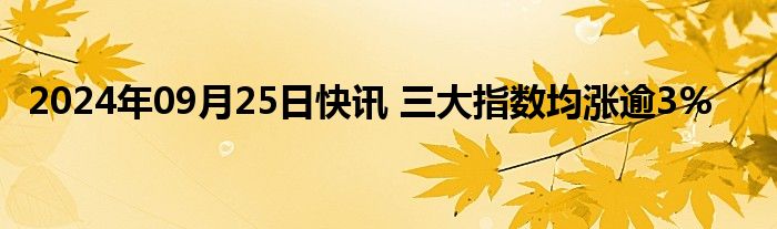 2024年09月25日快讯 三大指数均涨逾3%