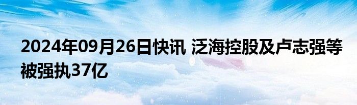 2024年09月26日快讯 泛海控股及卢志强等被强执37亿