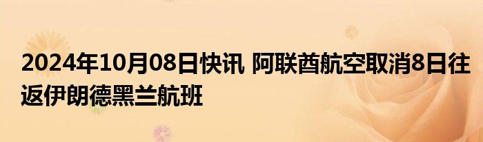 2024年10月08日快讯 阿联酋航空取消8日往返伊朗德黑兰航班