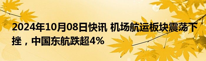 2024年10月08日快讯 机场航运板块震荡下挫，中国东航跌超4%