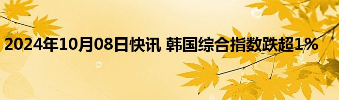 2024年10月08日快讯 韩国综合指数跌超1%