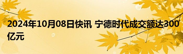 2024年10月08日快讯 宁德时代成交额达300亿元