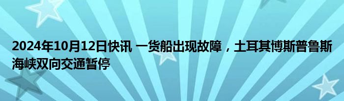 2024年10月12日快讯 一货船出现故障，土耳其博斯普鲁斯海峡双向交通暂停