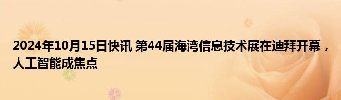 2024年10月15日快讯 第44届海湾信息技术展在迪拜开幕，人工智能成焦点