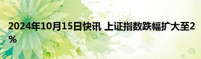 2024年10月15日快讯 上证指数跌幅扩大至2%