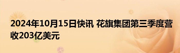 2024年10月15日快讯 花旗集团第三季度营收203亿美元