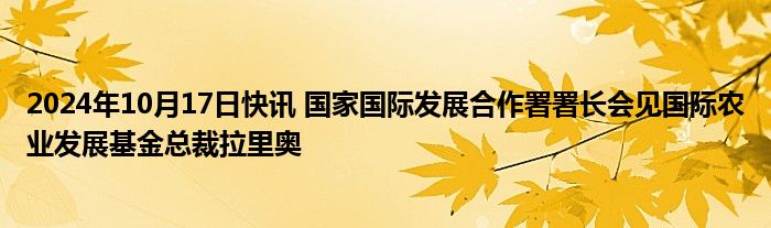 2024年10月17日快讯 国家国际发展合作署署长会见国际农业发展基金总裁拉里奥