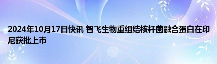 2024年10月17日快讯 智飞生物重组结核杆菌融合蛋白在印尼获批上市