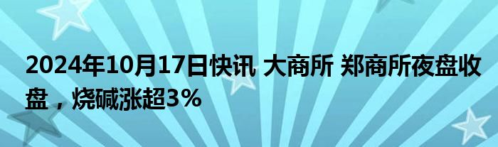 2024年10月17日快讯 大商所 郑商所夜盘收盘，烧碱涨超3%