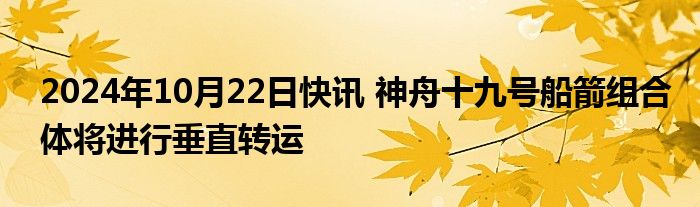 2024年10月22日快讯 神舟十九号船箭组合体将进行垂直转运