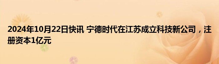 2024年10月22日快讯 宁德时代在江苏成立科技新公司，注册资本1亿元