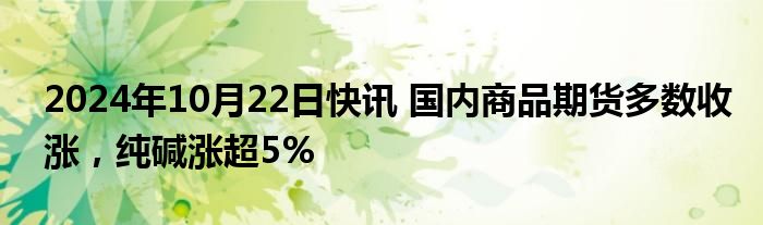 2024年10月22日快讯 国内商品期货多数收涨，纯碱涨超5%