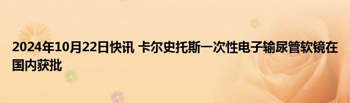 2024年10月22日快讯 卡尔史托斯一次性电子输尿管软镜在国内获批