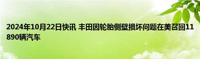 2024年10月22日快讯 丰田因轮胎侧壁损坏问题在美召回11890辆汽车