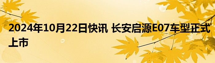 2024年10月22日快讯 长安启源E07车型正式上市