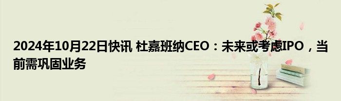 2024年10月22日快讯 杜嘉班纳CEO：未来或考虑IPO，当前需巩固业务