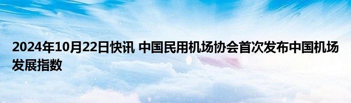 2024年10月22日快讯 中国民用机场协会首次发布中国机场发展指数