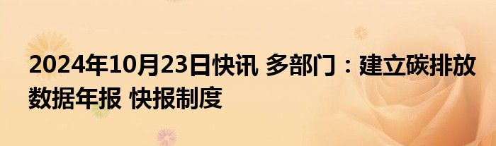 2024年10月23日快讯 多部门：建立碳排放数据年报 快报制度