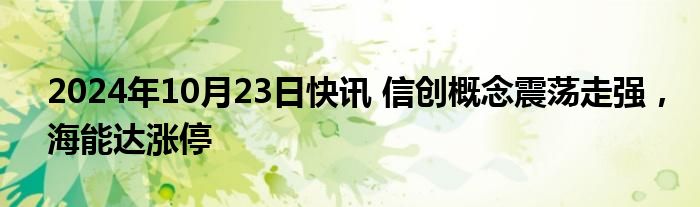 2024年10月23日快讯 信创概念震荡走强，海能达涨停