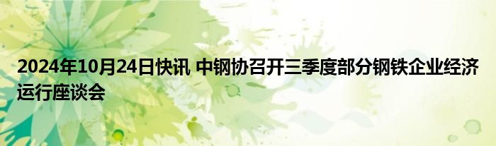 2024年10月24日快讯 中钢协召开三季度部分钢铁企业经济运行座谈会